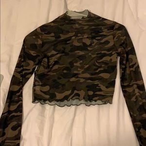 Long sleeve off the shoulder forever 21 green top